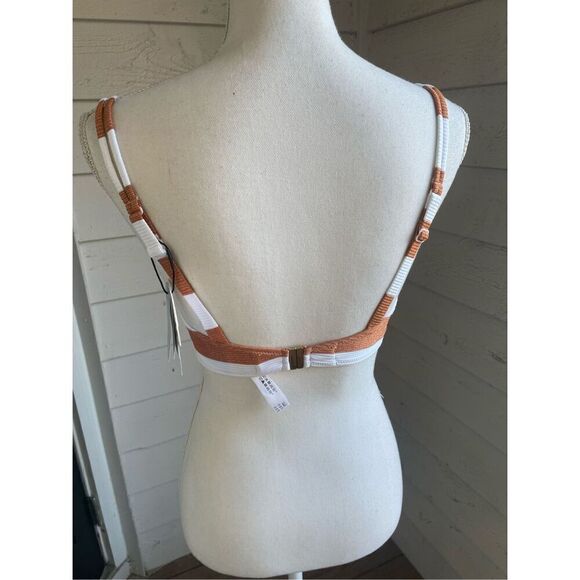 NWT Marie Jo Fernanda Bikini Top U.K 32E Heart Shape Padded Orange/ White - Picture 11 of 12